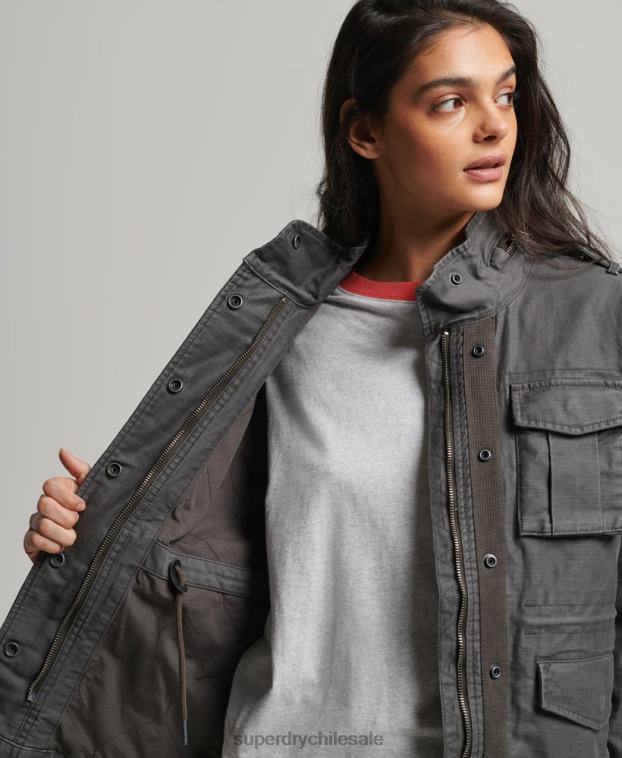 mujer Superdry gris oscuro chaqueta m65 antigua 2R68Z3539