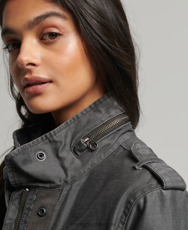 mujer Superdry gris oscuro chaqueta m65 antigua 2R68Z3539