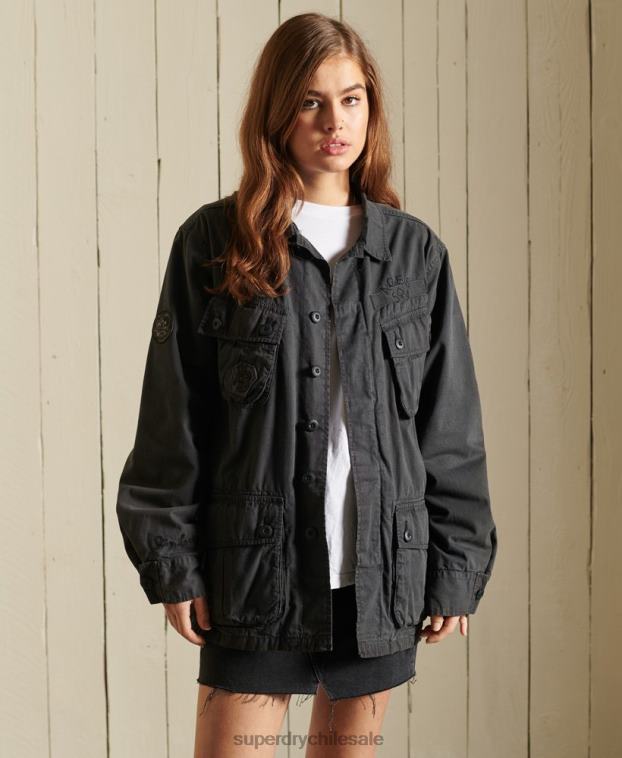 mujer Superdry gris oscuro chaqueta militar oversize 2R68Z5567