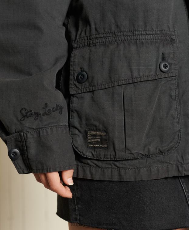 mujer Superdry gris oscuro chaqueta militar oversize 2R68Z5567