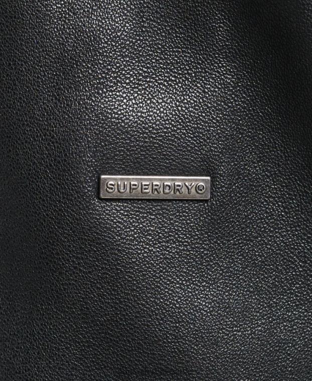mujer Superdry gris oscuro chaqueta motera de cuero vintage 2R68Z3819