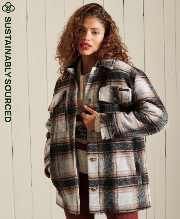 mujer Superdry gris sobrecamisa chaqueta 2R68Z5485