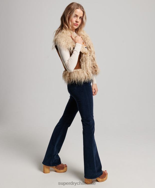 mujer Superdry marrón chaleco corto afgano con forro de piel sintética 2R68Z3553