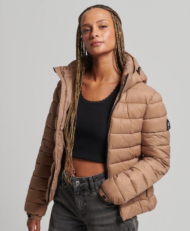 mujer Superdry marrón chamarra acolchada clásica con capucha 2R68Z3686