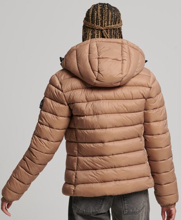 mujer Superdry marrón chamarra acolchada clásica con capucha 2R68Z3686