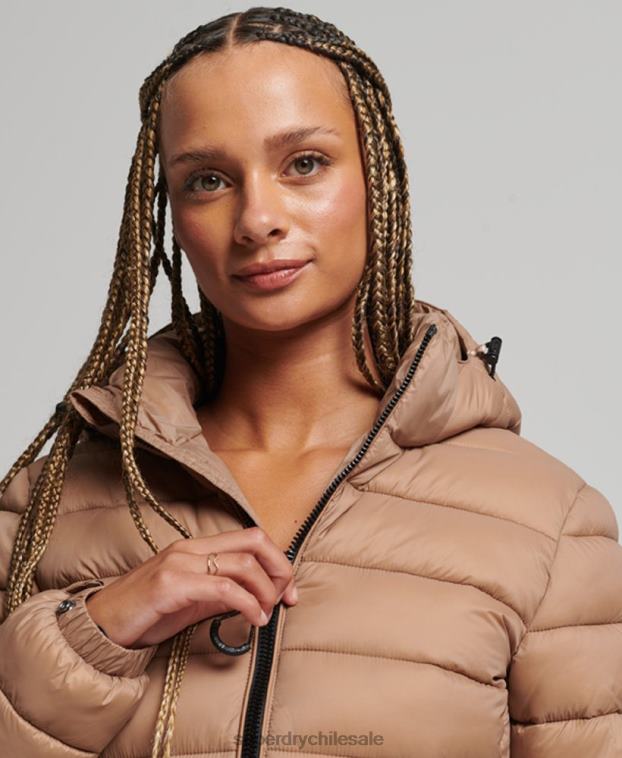 mujer Superdry marrón chamarra acolchada clásica con capucha 2R68Z3686