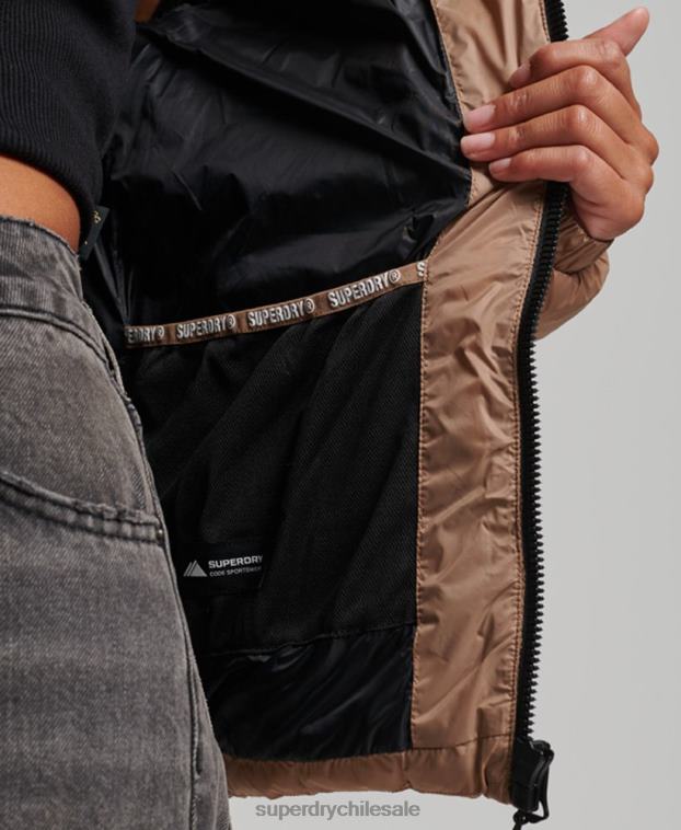 mujer Superdry marrón chamarra acolchada clásica con capucha 2R68Z3686