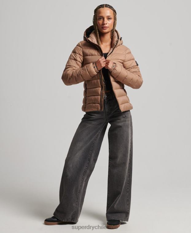 mujer Superdry marrón chamarra acolchada clásica con capucha 2R68Z3686