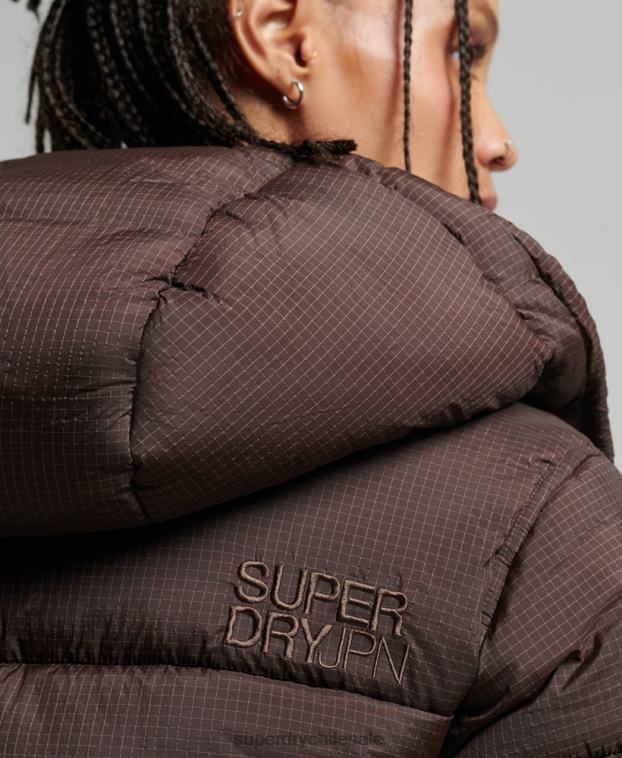 mujer Superdry marrón chamarra capitonada con capucha 2R68Z3576