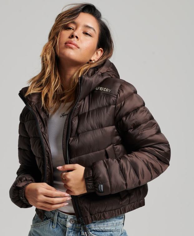 mujer Superdry marrón chamarra capitonada deportiva ligera 2R68Z3708