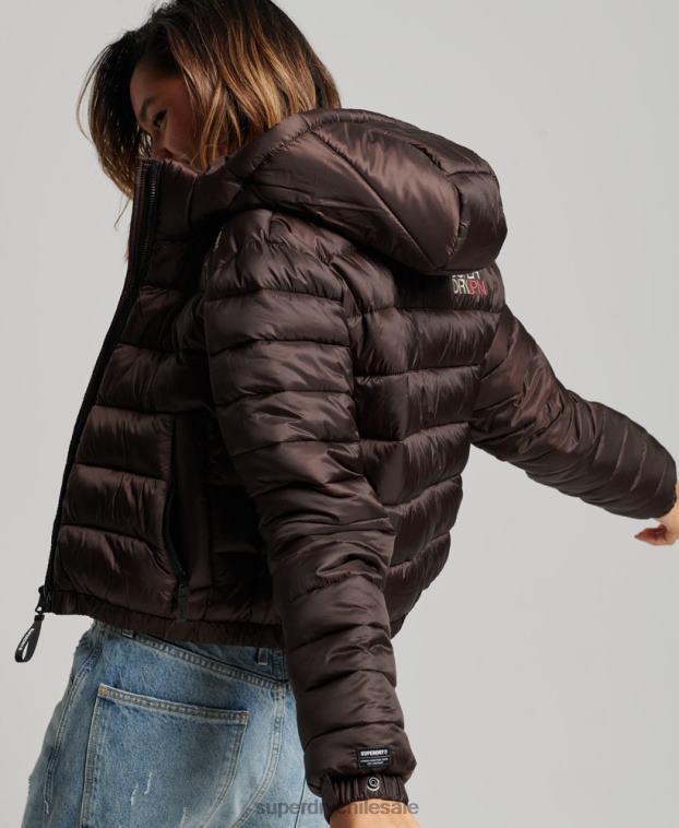 mujer Superdry marrón chamarra capitonada deportiva ligera 2R68Z3708