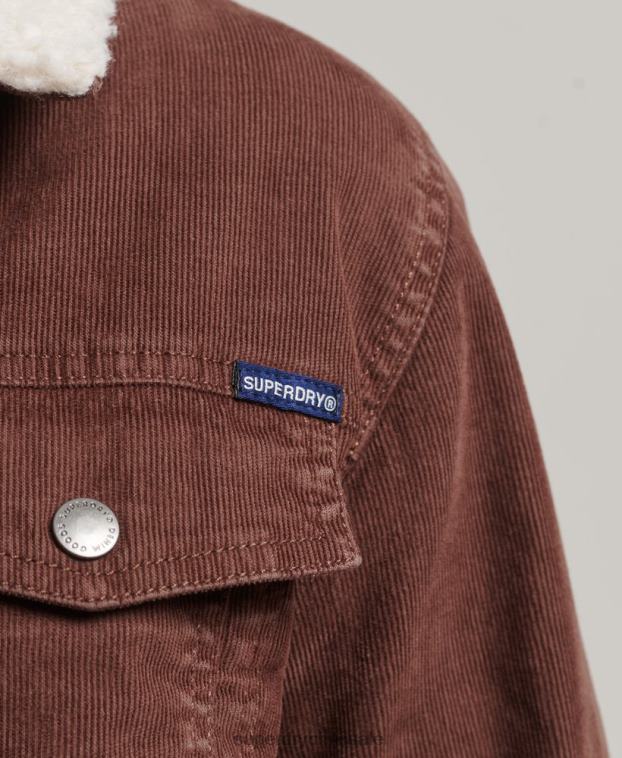 mujer Superdry marrón chamarra estilo camionero de pana sherpa 2R68Z3548