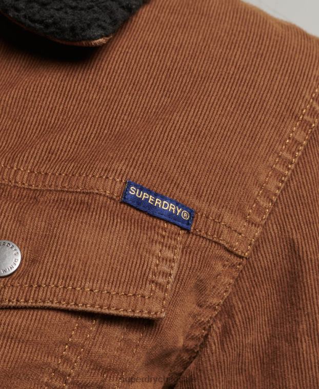 mujer Superdry marrón chamarra estilo camionero de pana sherpa 2R68Z5454