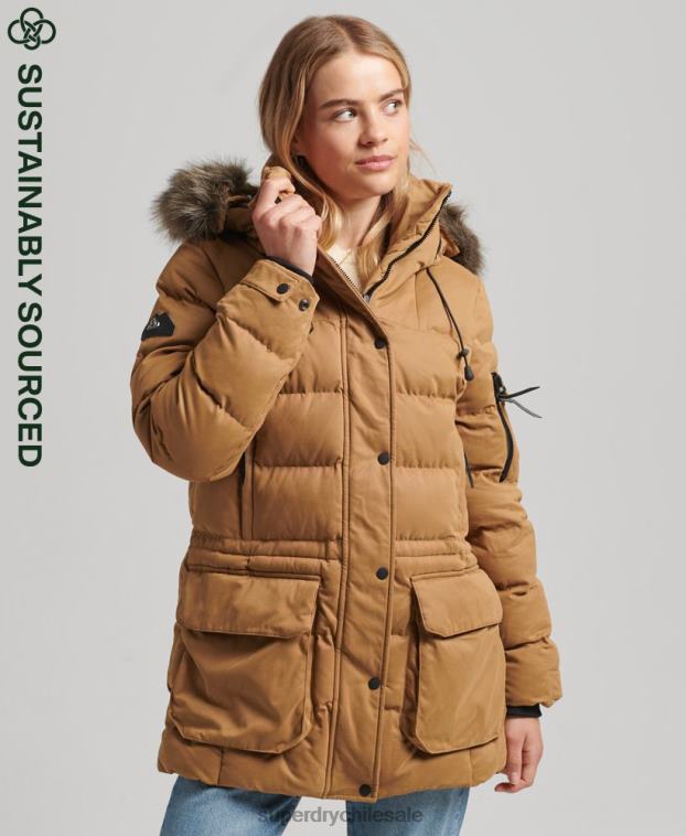 mujer Superdry marrón chamarra parka de expedición de microfibra 2R68Z3654