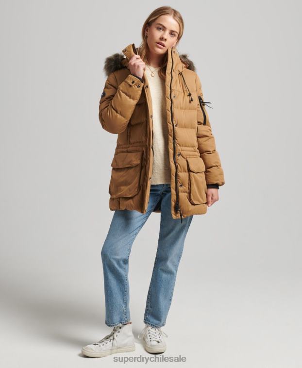 mujer Superdry marrón chamarra parka de expedición de microfibra 2R68Z3654