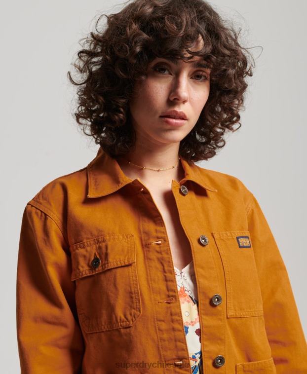 mujer Superdry marrón chamarra vintage de algodón orgánico 2R68Z3538