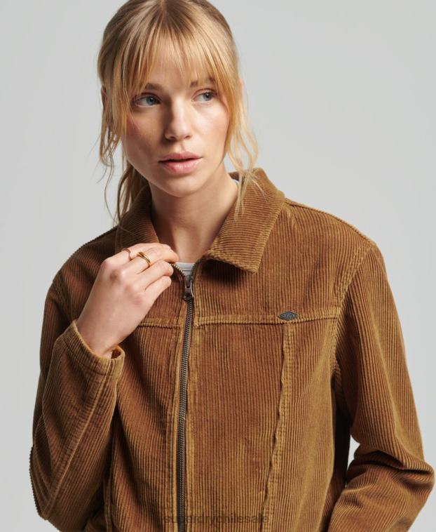 mujer Superdry marrón chaqueta corta de pana 2R68Z2016