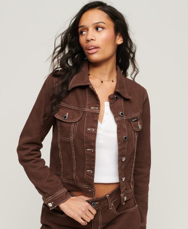 mujer Superdry marrón chaqueta corta de ropa de trabajo 2R68Z3532