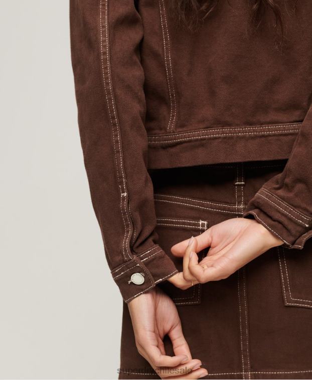 mujer Superdry marrón chaqueta corta de ropa de trabajo 2R68Z3532