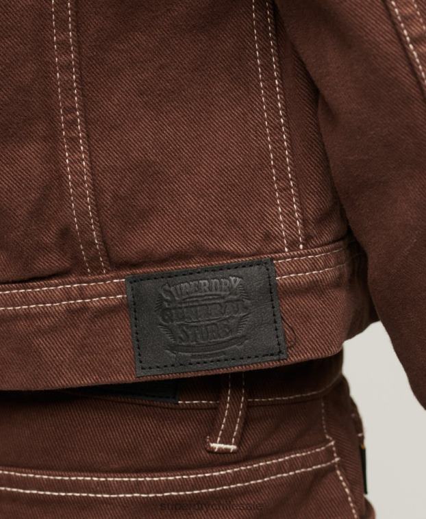 mujer Superdry marrón chaqueta corta de ropa de trabajo 2R68Z3532