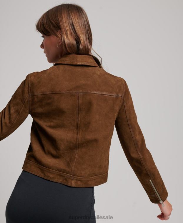 mujer Superdry marrón chaqueta de ante del desierto 2R68Z3541