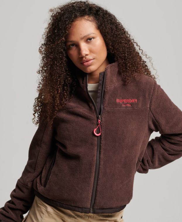 mujer Superdry marrón chaqueta de montaña de forro polar 2R68Z3559