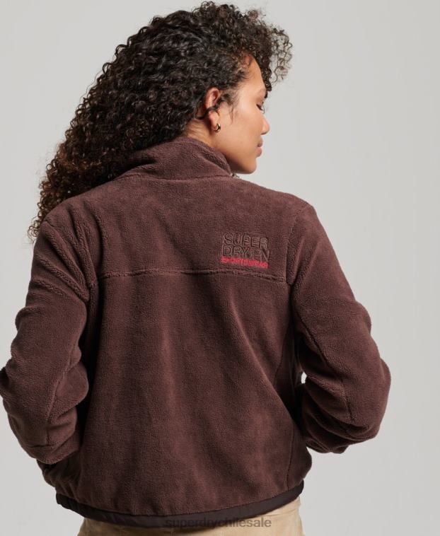 mujer Superdry marrón chaqueta de montaña de forro polar 2R68Z3559