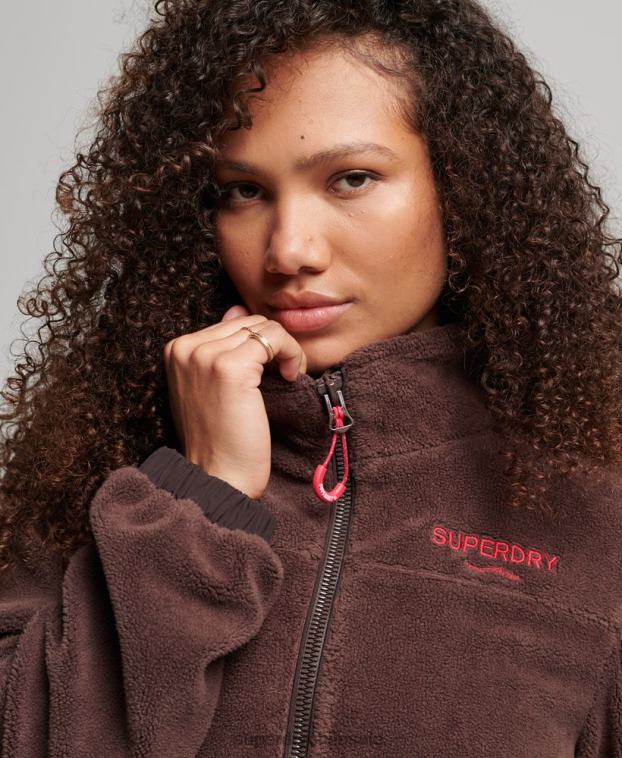 mujer Superdry marrón chaqueta de montaña de forro polar 2R68Z3559