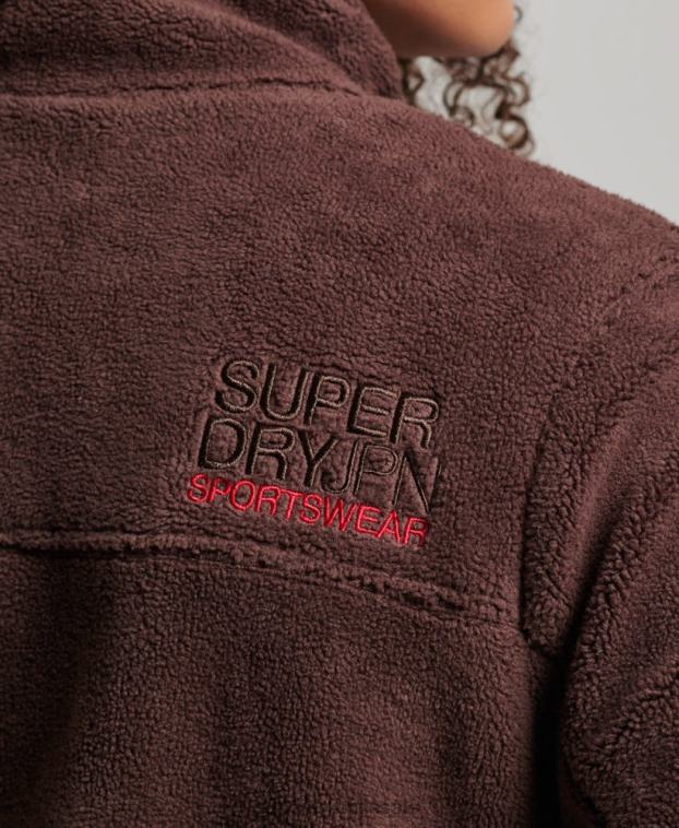 mujer Superdry marrón chaqueta de montaña de forro polar 2R68Z3559