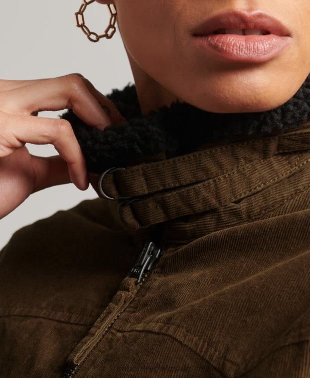 mujer Superdry marrón chaqueta indie con forro de borreguito 2R68Z5438