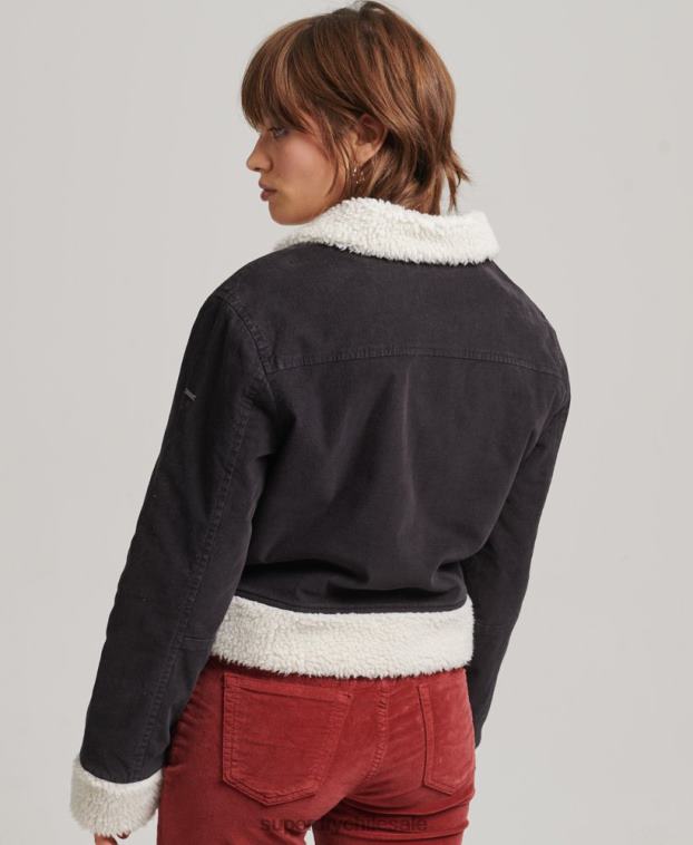mujer Superdry marrón chaqueta indie con forro de borreguito 2R68Z5469