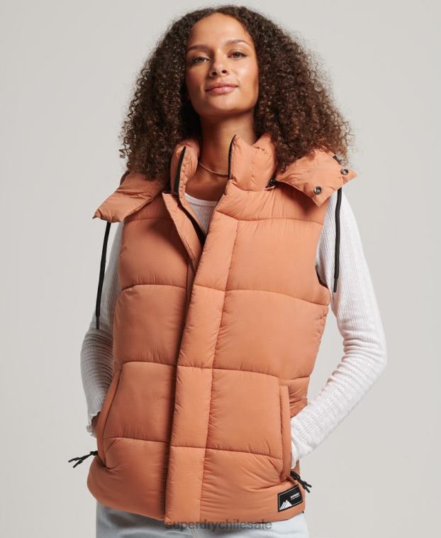 mujer Superdry naranja chaleco acolchado corto touchline 2R68Z3580