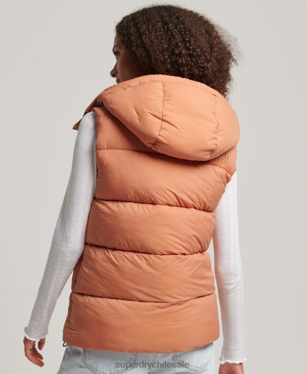 mujer Superdry naranja chaleco acolchado corto touchline 2R68Z3580