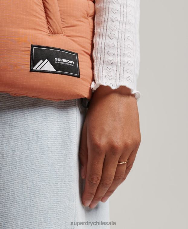 mujer Superdry naranja chaleco acolchado corto touchline 2R68Z3580