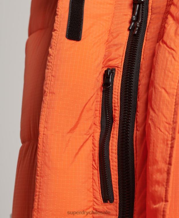 mujer Superdry naranja chaleco acolchado largo de ripstop 2R68Z3695