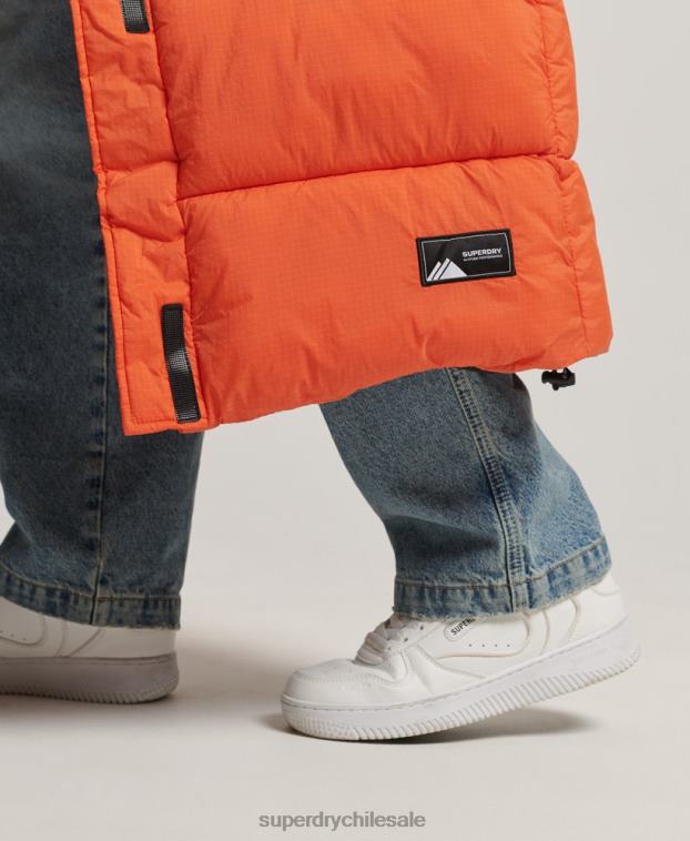 mujer Superdry naranja chaleco acolchado largo de ripstop 2R68Z3695