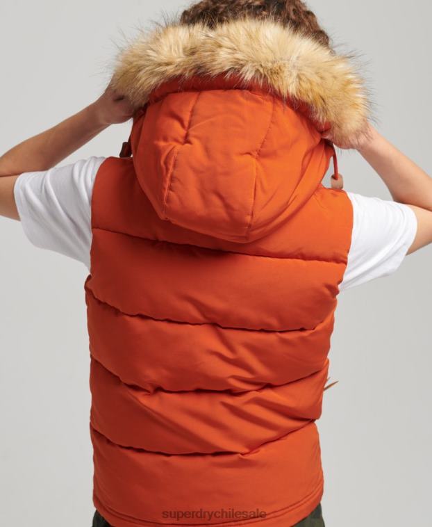 mujer Superdry naranja chaleco de piel sintética everest 2R68Z3592