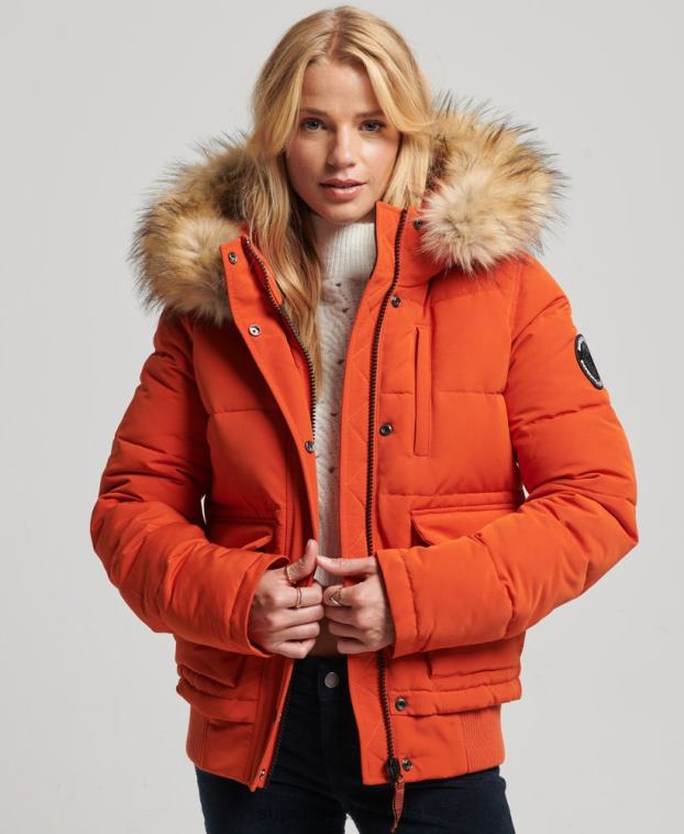 mujer Superdry naranja chamarra bomber acolchada Everest con capucha 2R68Z3591