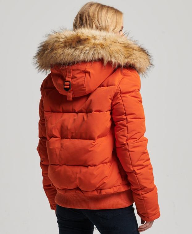 mujer Superdry naranja chamarra bomber acolchada Everest con capucha 2R68Z3591