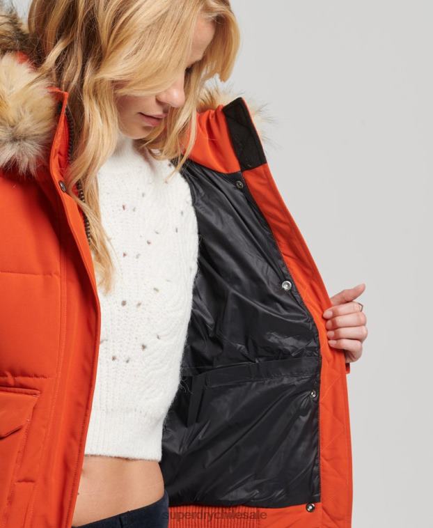 mujer Superdry naranja chamarra bomber acolchada Everest con capucha 2R68Z3591