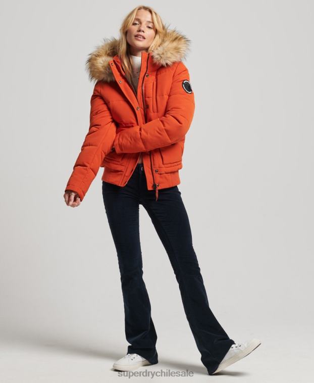 mujer Superdry naranja chamarra bomber acolchada Everest con capucha 2R68Z3591