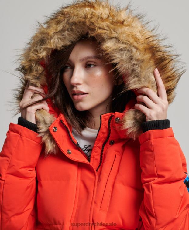 mujer Superdry naranja chamarra bomber acolchada Everest con capucha 2R68Z3750