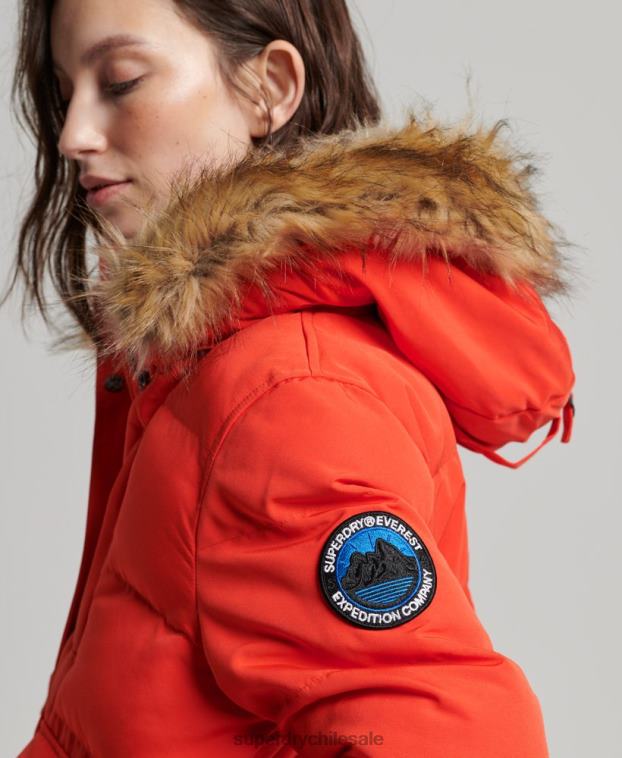 mujer Superdry naranja chamarra bomber acolchada Everest con capucha 2R68Z3750
