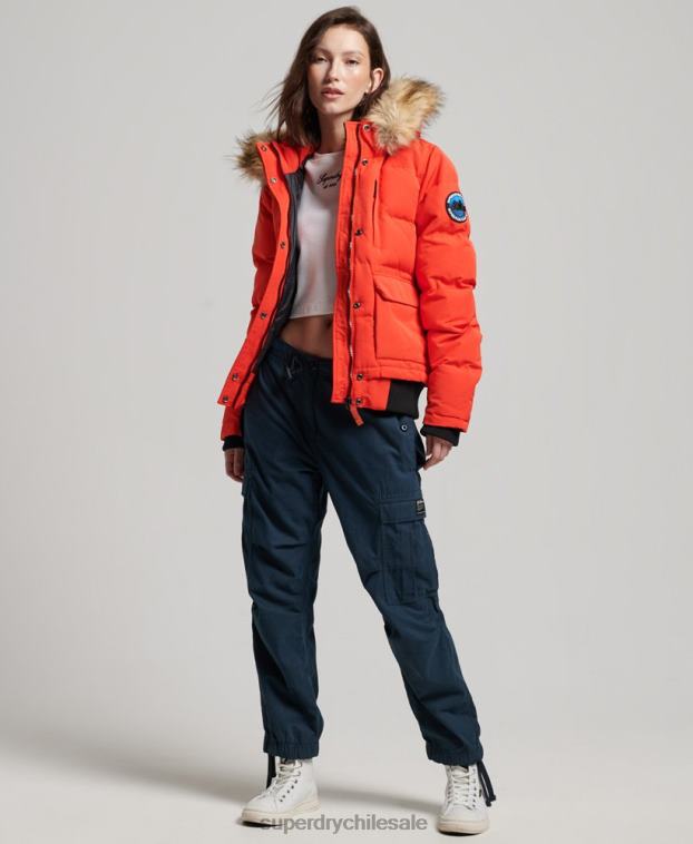 mujer Superdry naranja chamarra bomber acolchada Everest con capucha 2R68Z3750