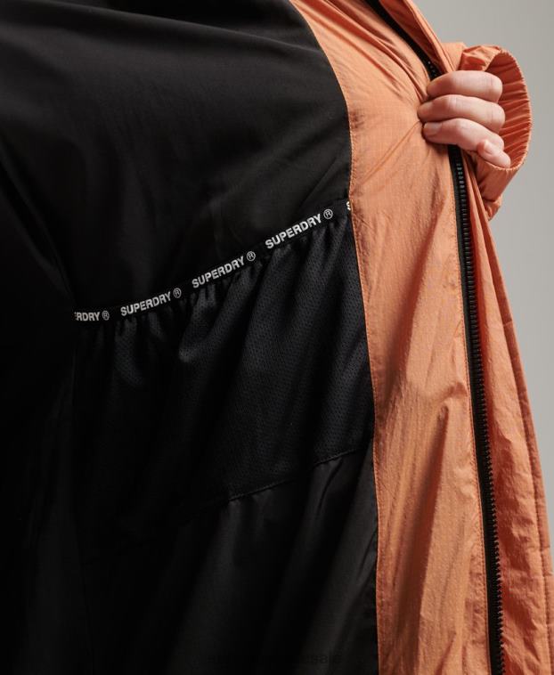 mujer Superdry naranja chaqueta acolchada larga con tejido ripstop 2R68Z5506