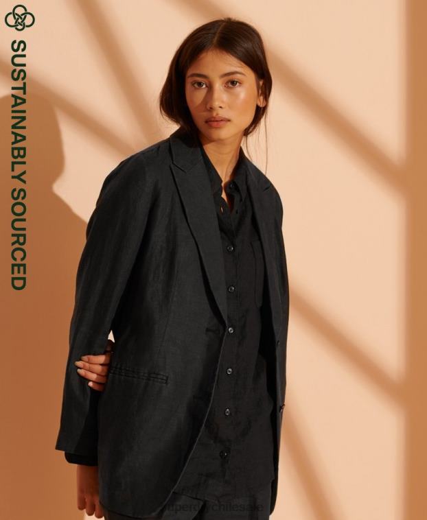 mujer Superdry negro blazer de cáñamo de edición limitada 2R68Z5541