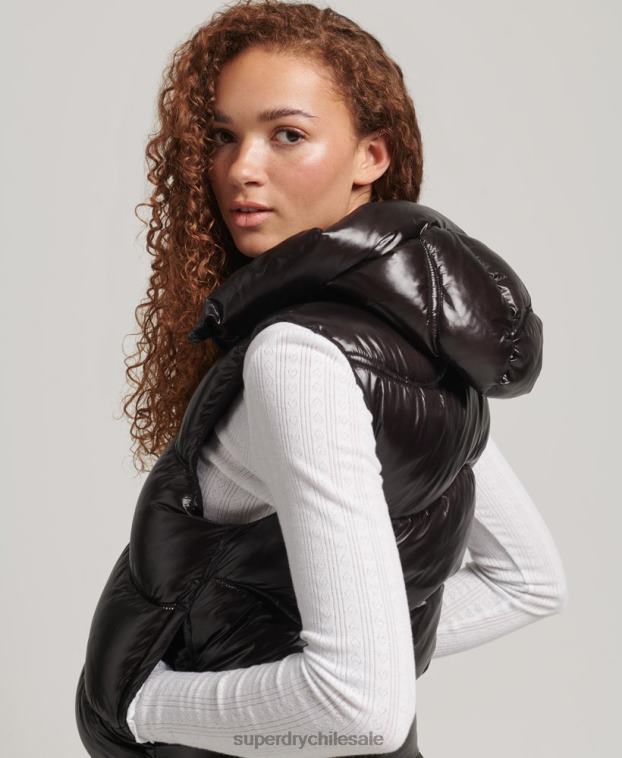 mujer Superdry negro chaleco capitonado Shine Quilt 2R68Z5476