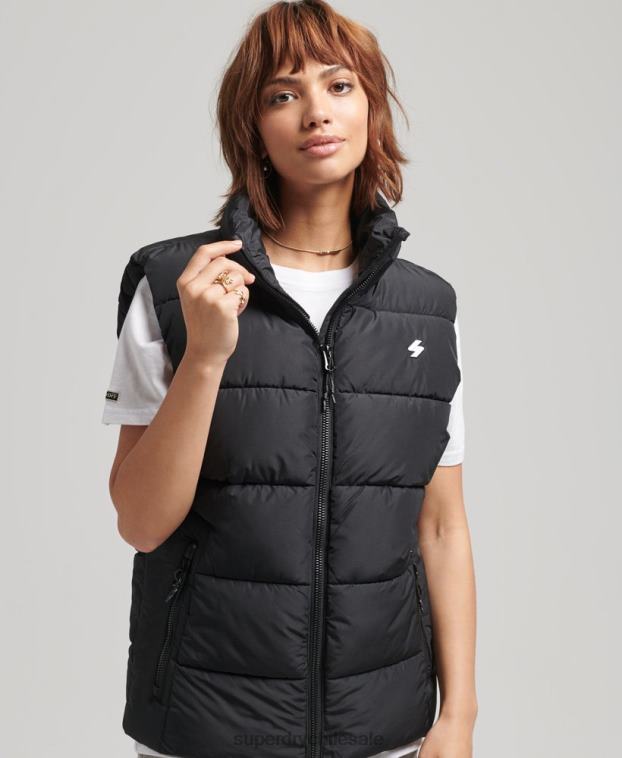mujer Superdry negro chaleco deportivo acolchado oversize 2R68Z3851