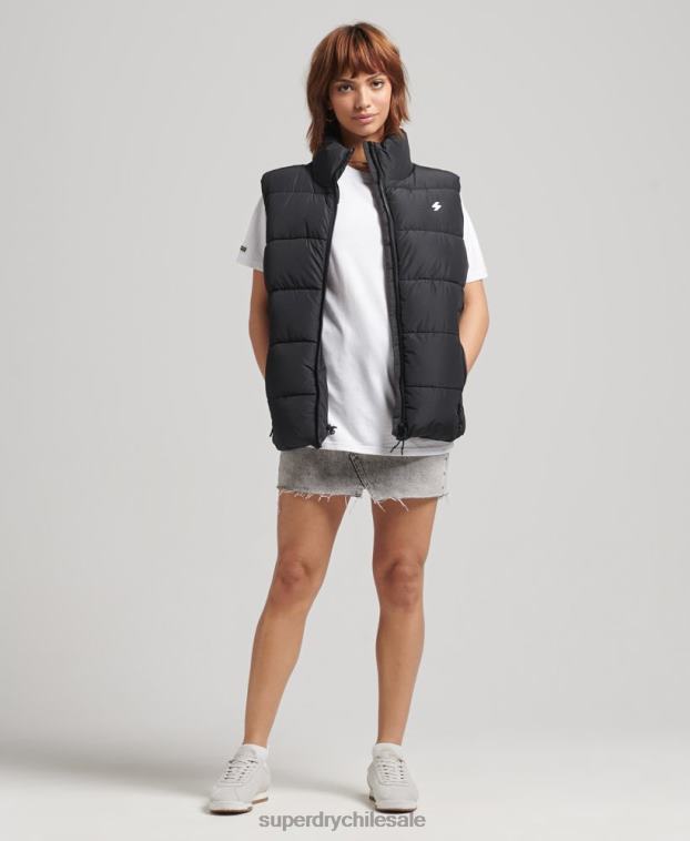 mujer Superdry negro chaleco deportivo acolchado oversize 2R68Z3851