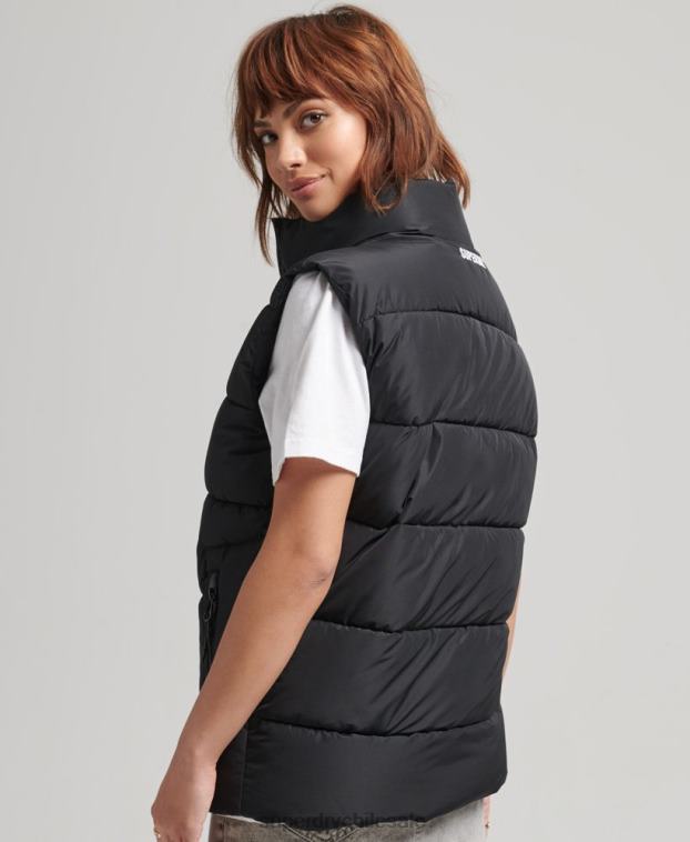 mujer Superdry negro chaleco deportivo acolchado oversize 2R68Z3851